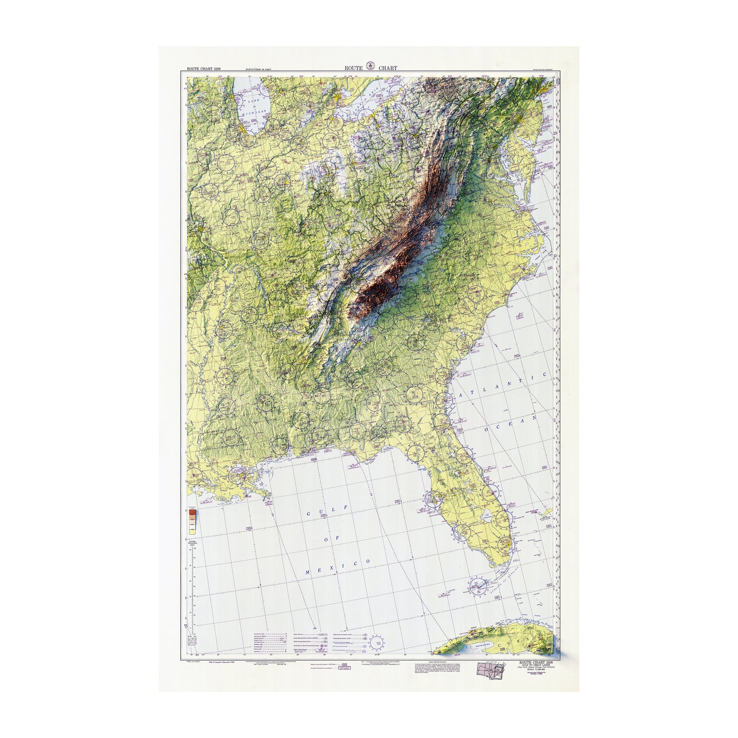 Aeronautical Chart of the Southeast USA - 1950