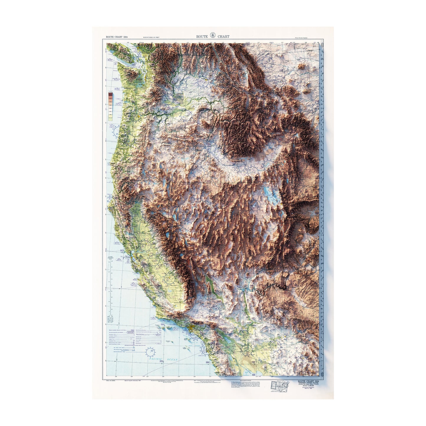 Aeronautical Chart of the Southwest USA - 1950