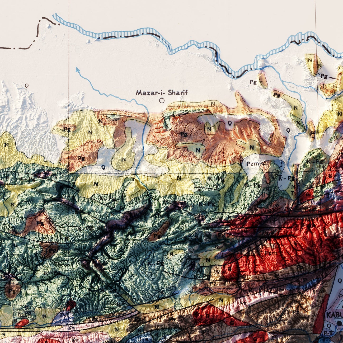 Afghanistan 1969 Shaded Relief Map