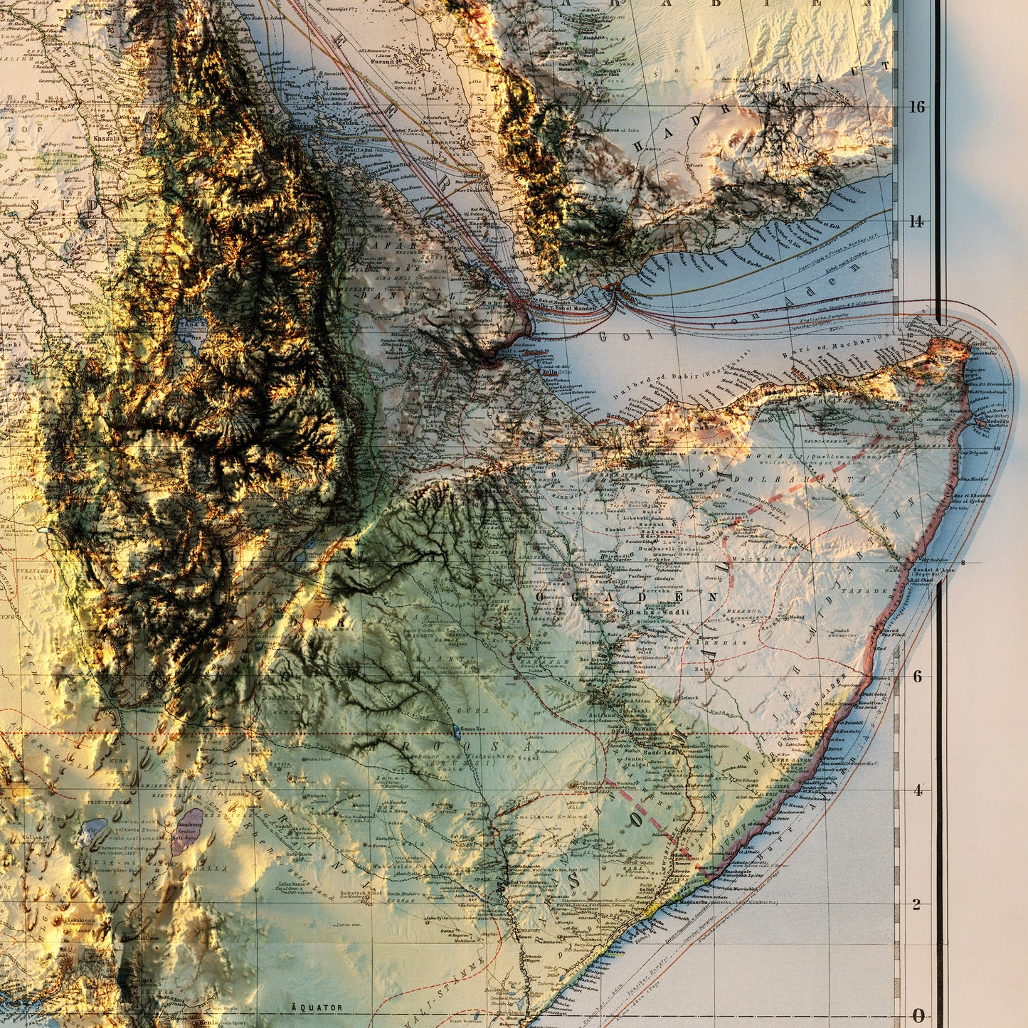 Africa 1885 Shaded Relief Map