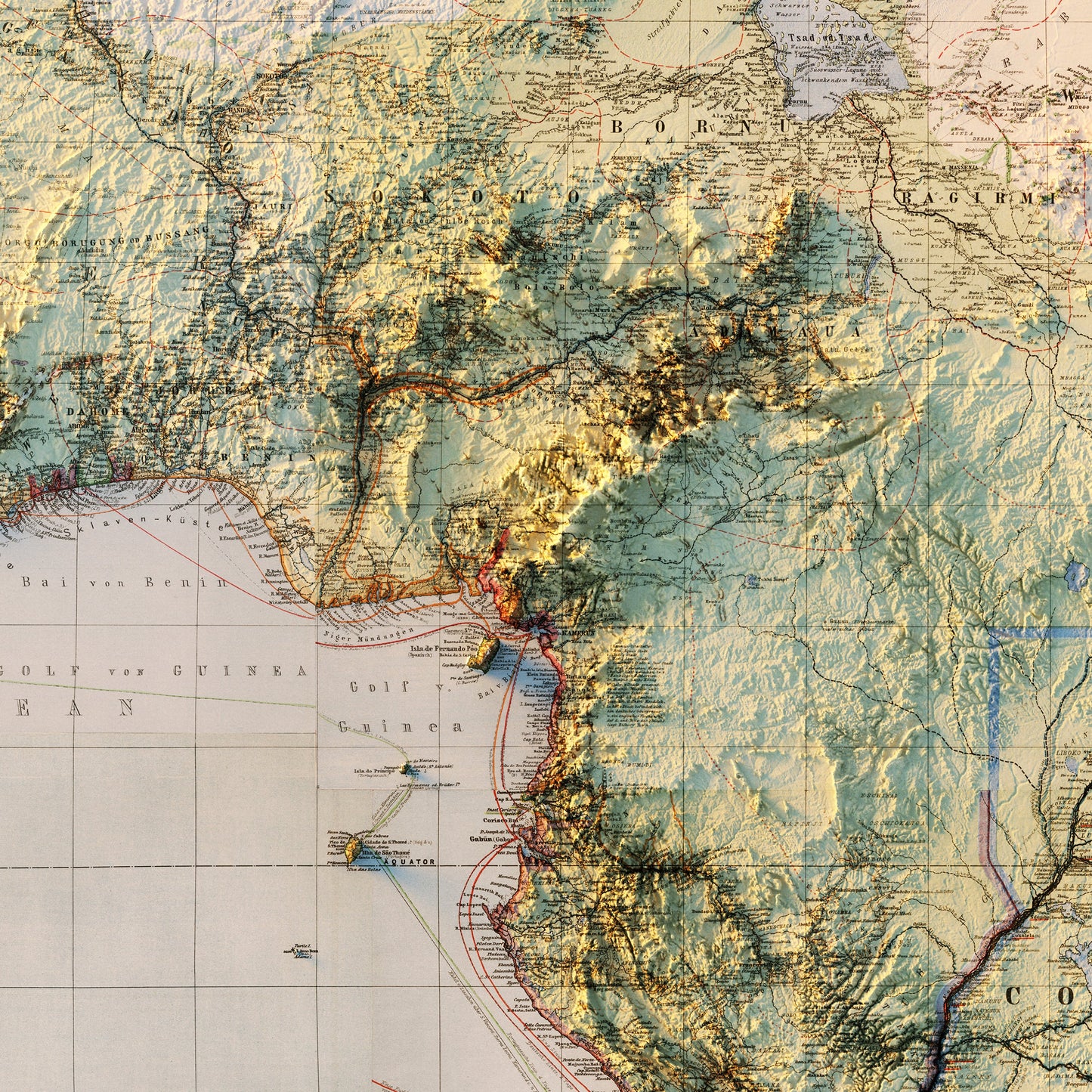 Africa 1885 Shaded Relief Map