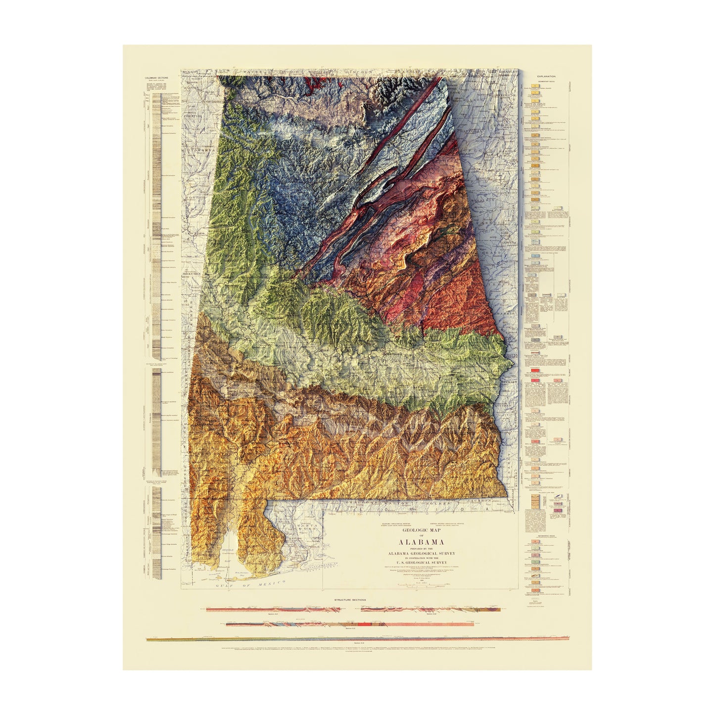 Vintage Alabama Geological Map - 1926