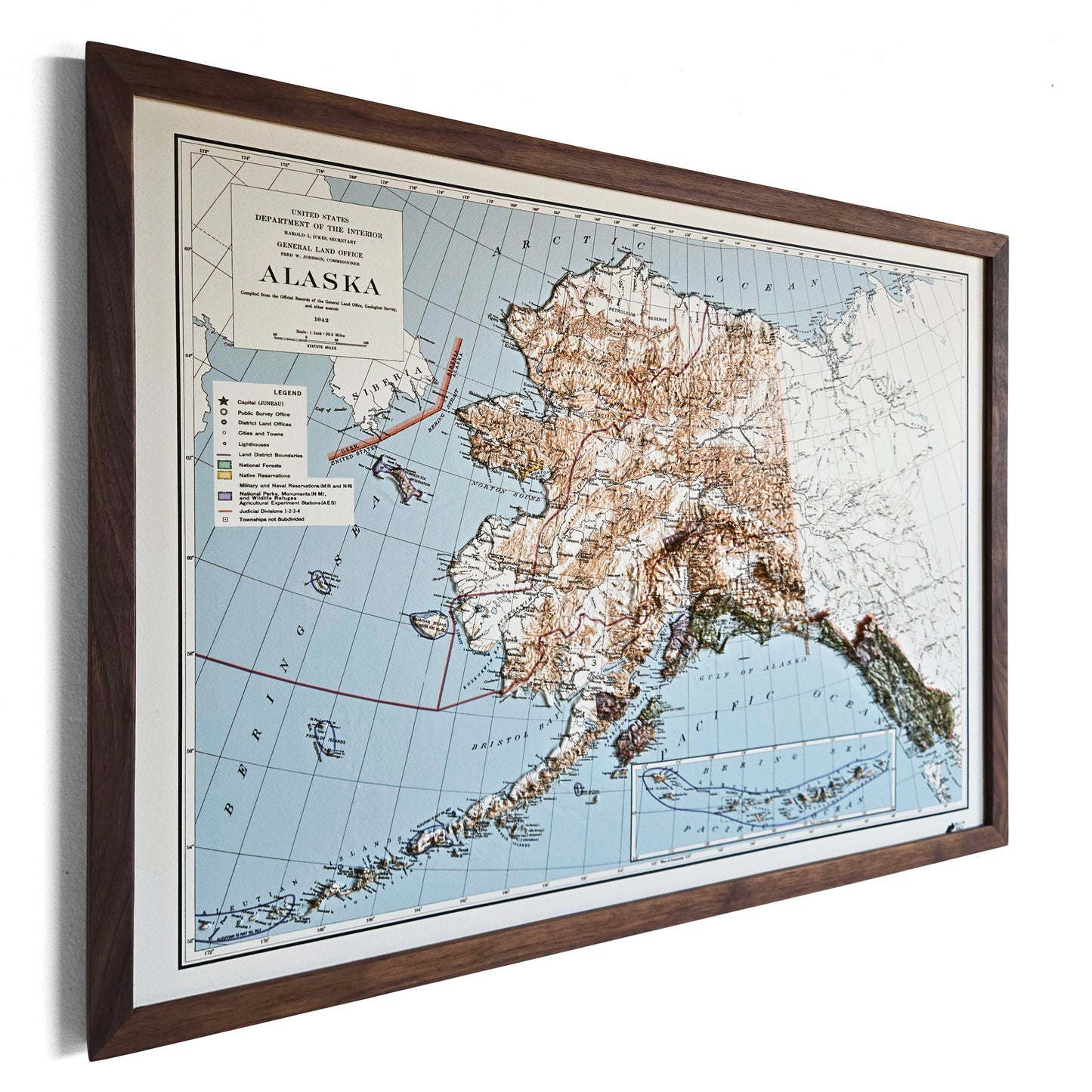 Alaska 1942 3D Raised Relief Map