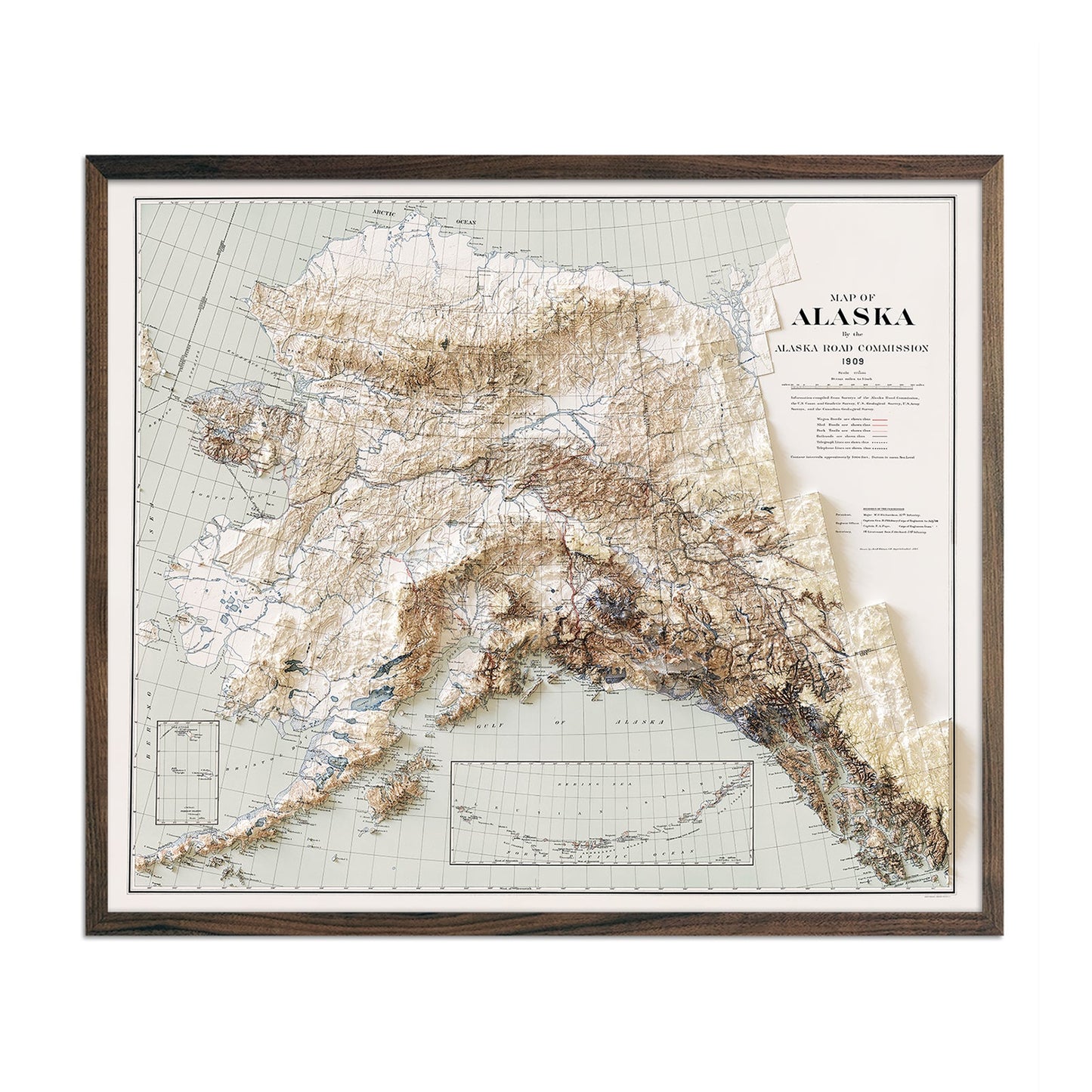 Vintage Alaska Relief Map - 1909
