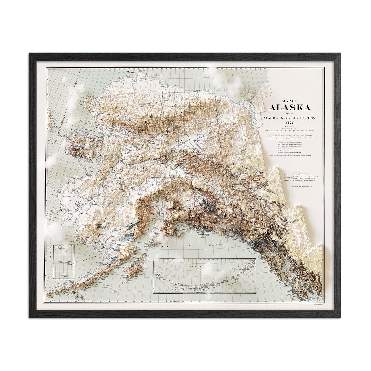 Vintage Alaska Relief Map - 1909