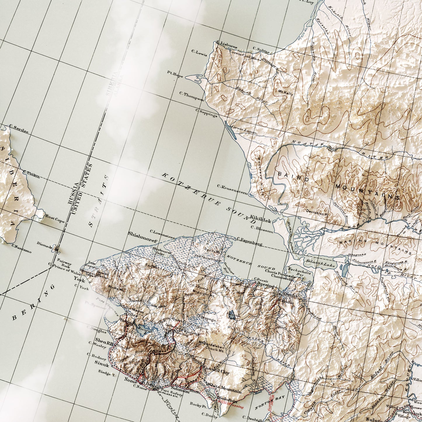 Alaska 1909 Shaded Relief Map