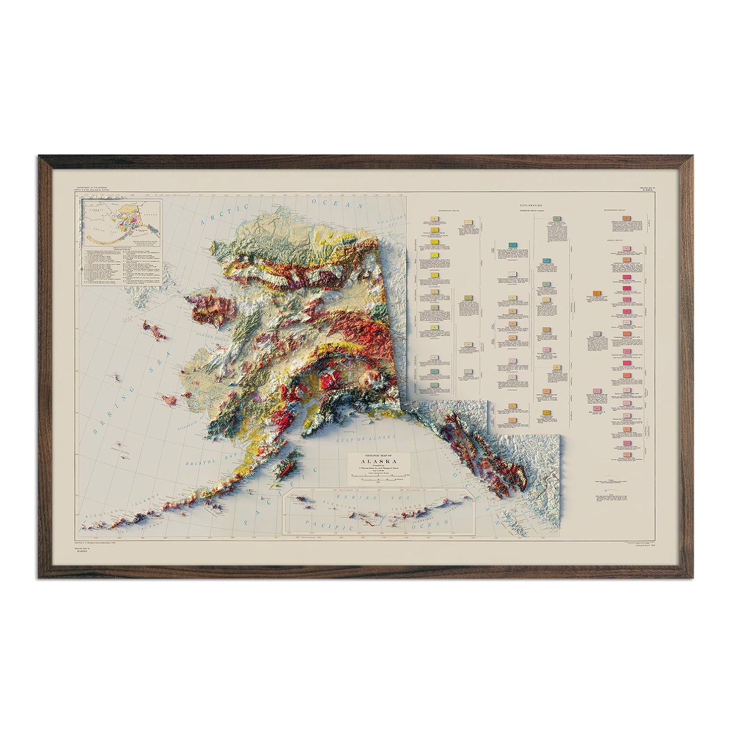 Vintage Alaska Relief Map - 1957