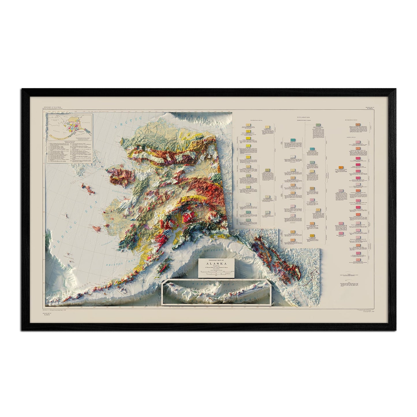 Vintage Alaska Relief Map - 1957