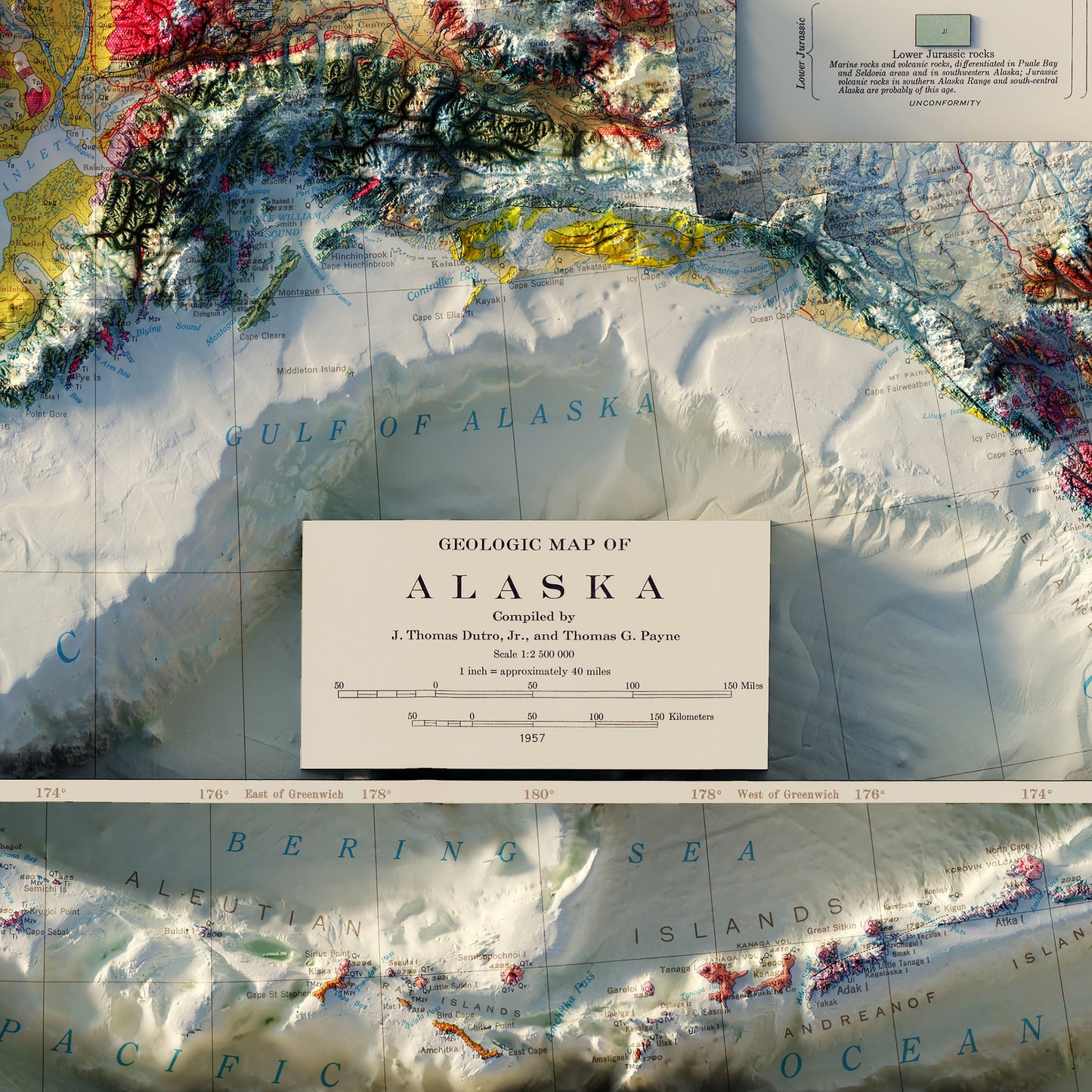 Alaska Geological 1957 Shaded Relief Map