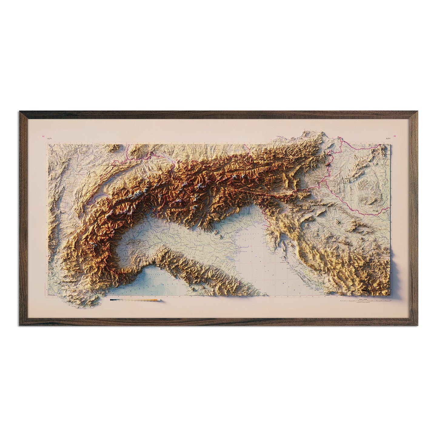 Alps 1965 Shaded Relief Map