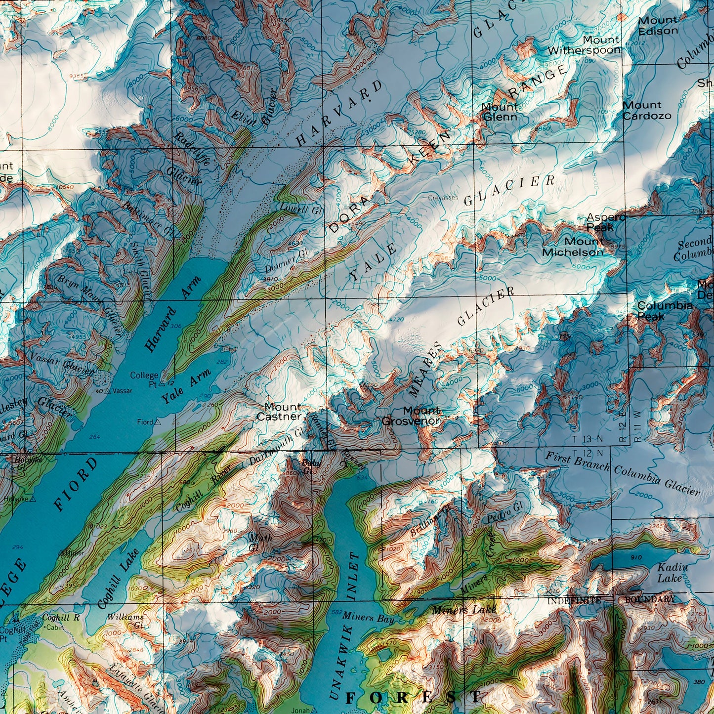 Anchorage, Alaska 1979 Shaded Relief Map