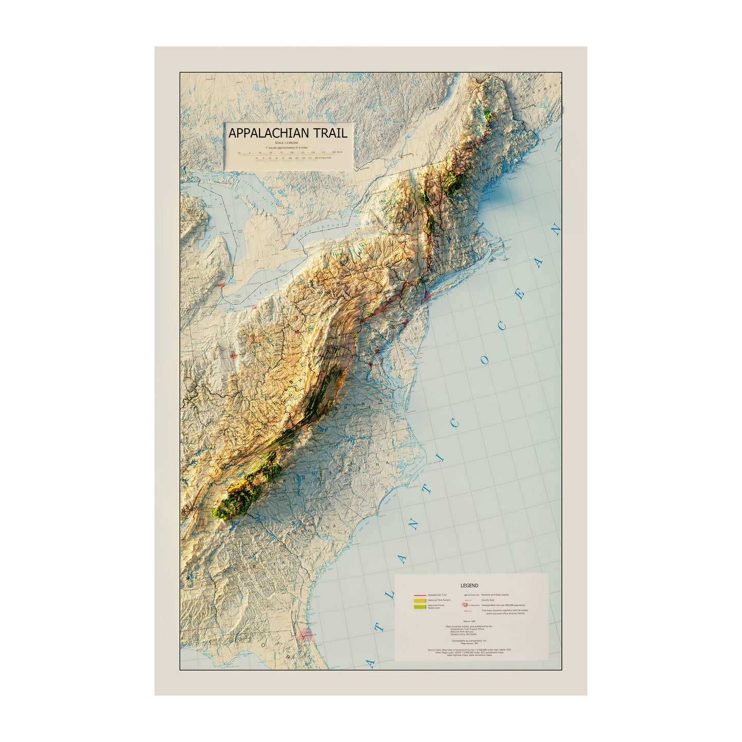 Appalachian Trail Relief Map - 1981