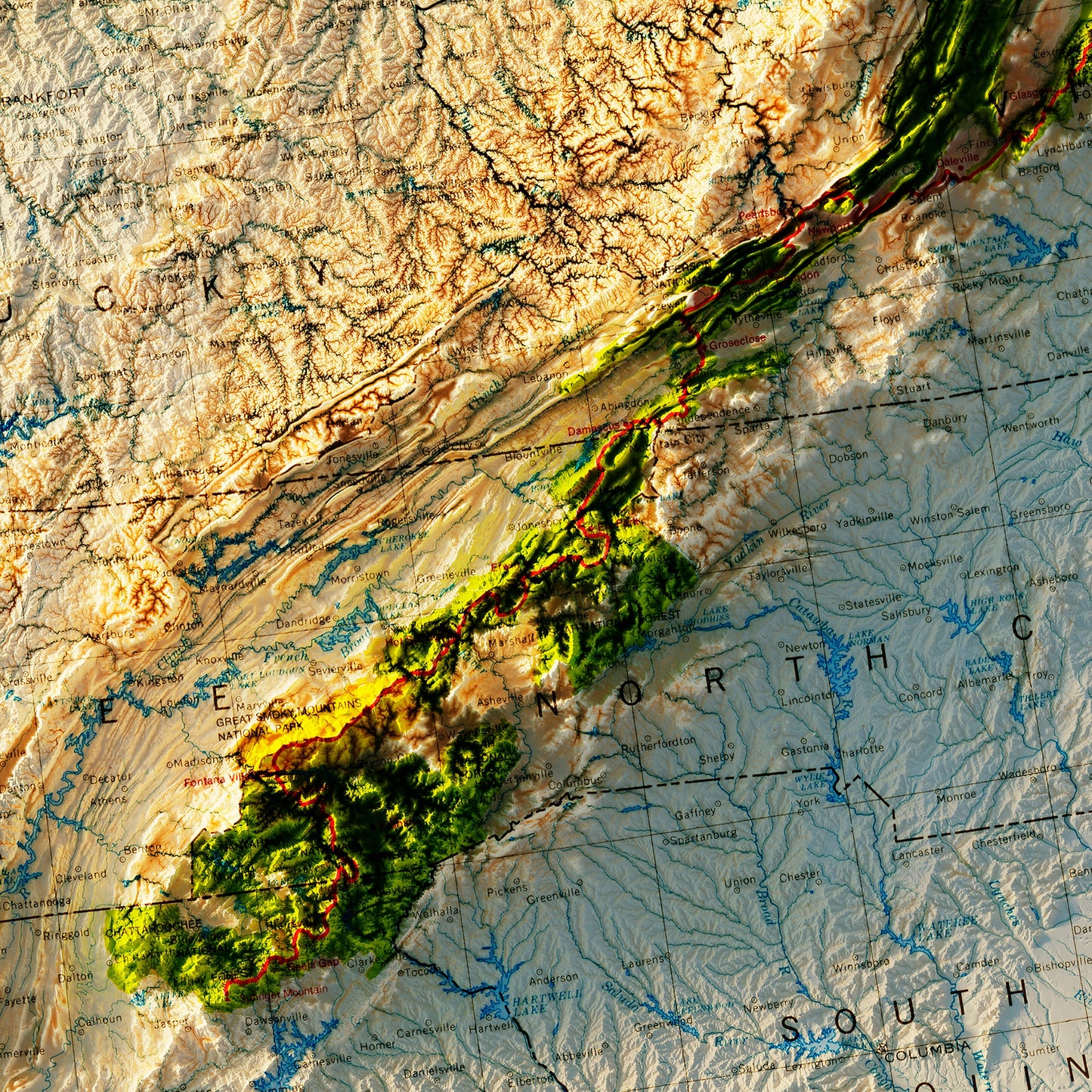 Appalachian Trail 1981 Shaded Relief Map