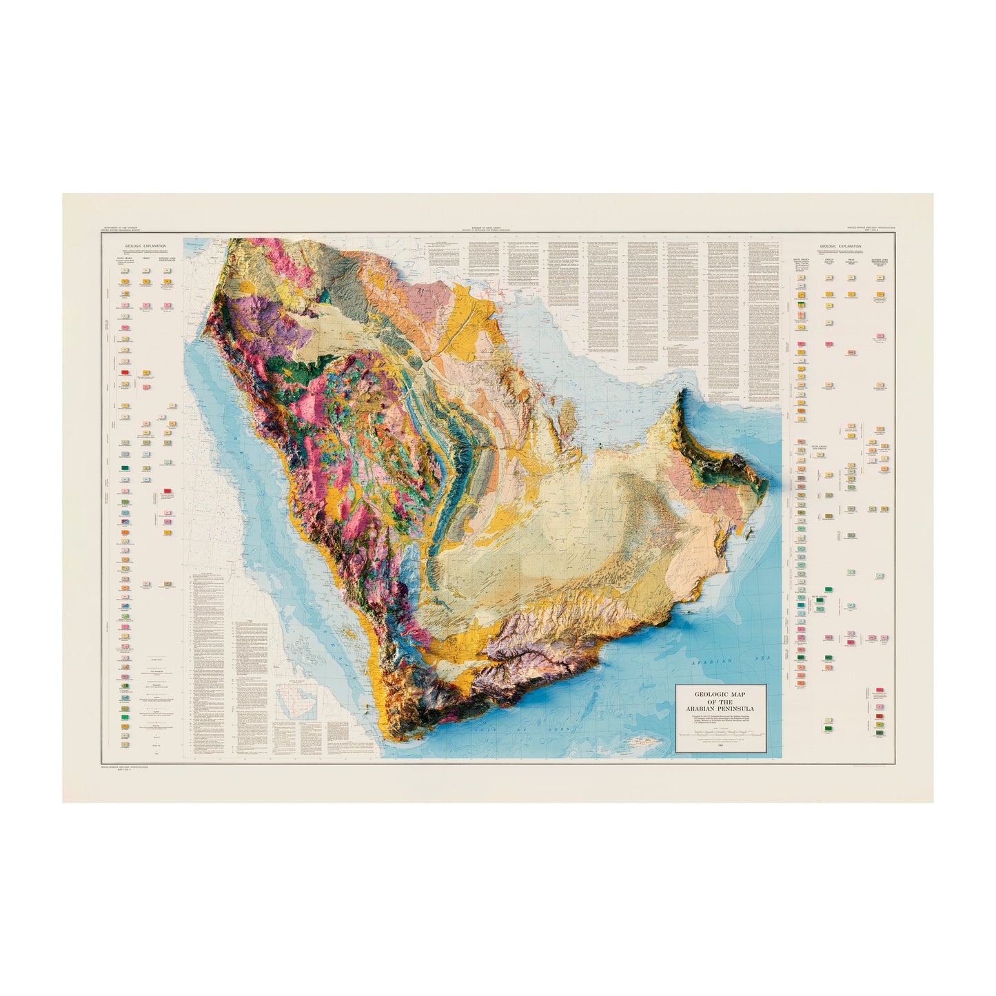 Arabian Peninsula Relief Map - 1963