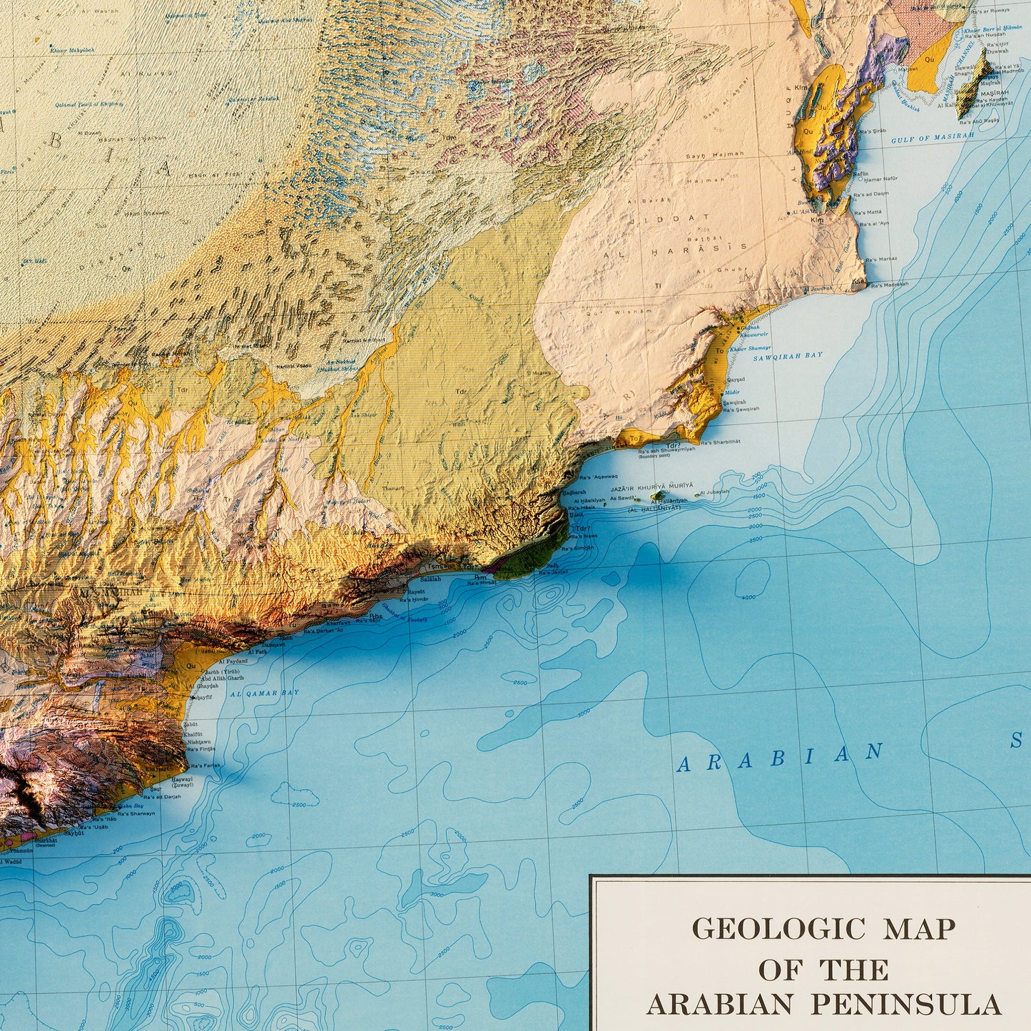 Arabian Peninsula 1963 Shaded Relief Map