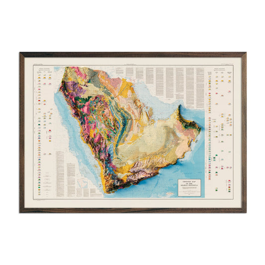 Arabian Peninsula Relief Map - 1963