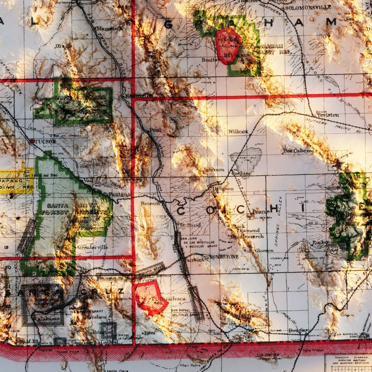Arizona 1903 Shaded Relief Map