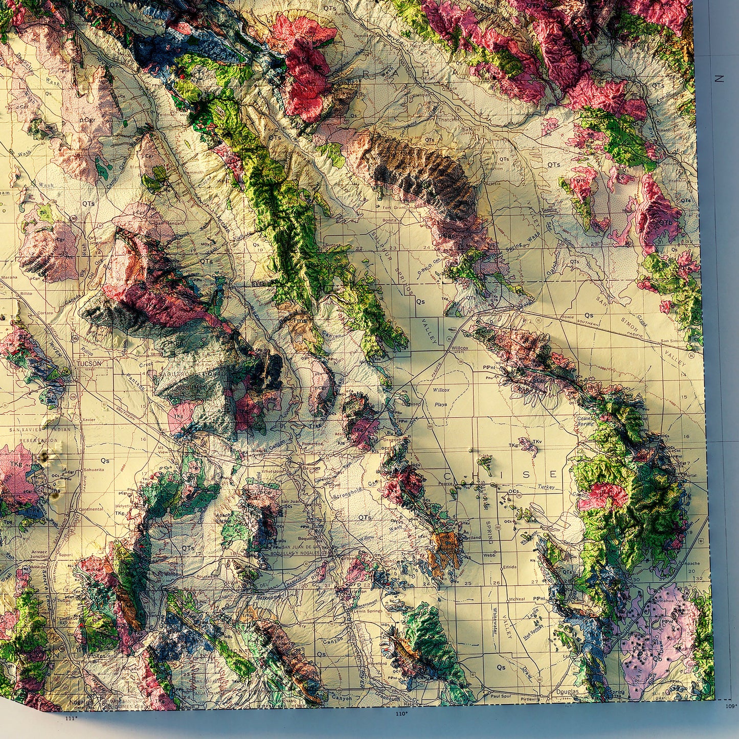 Arizona 1969 Shaded Relief Map