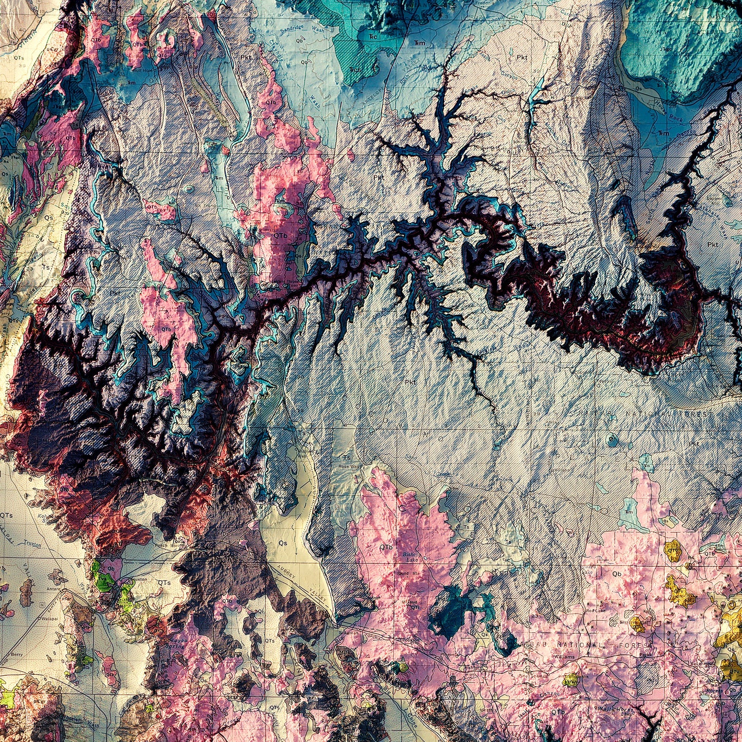 Arizona 1969 Shaded Relief Map