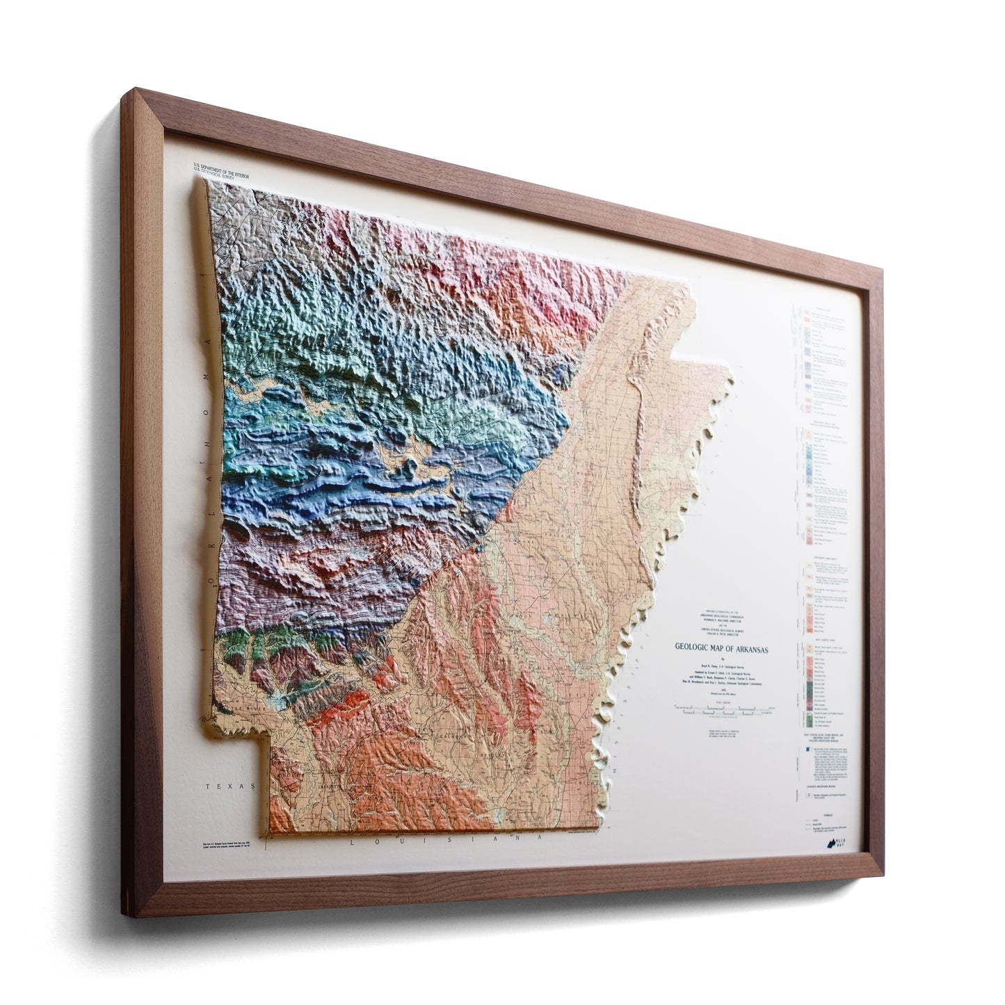 Arkansas 1993 3D Raised Relief Map