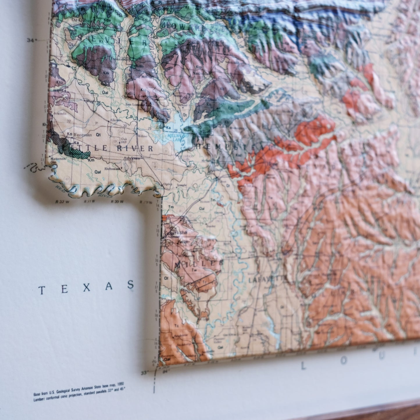 Arkansas 1993 3D Raised Relief Map