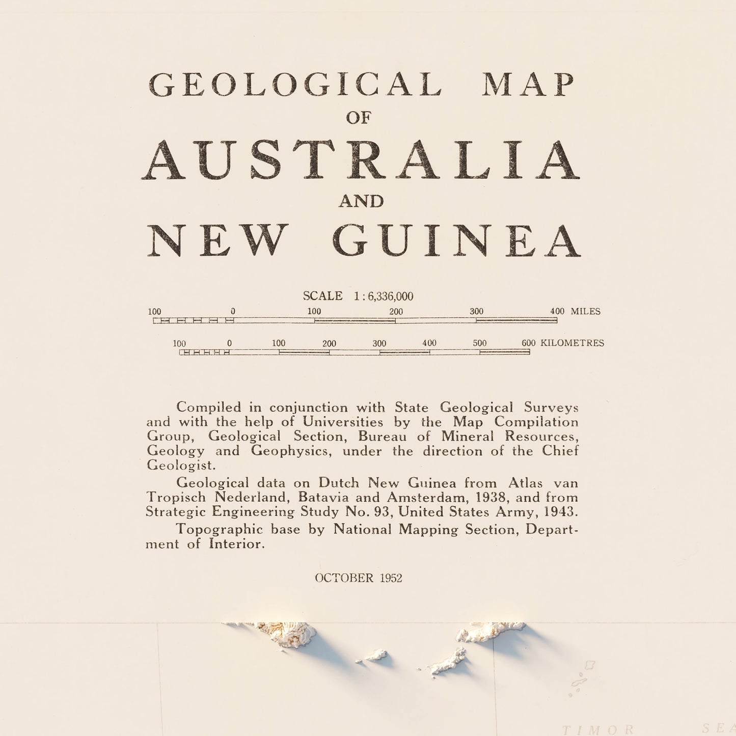 Australia 1952 Shaded Relief Map
