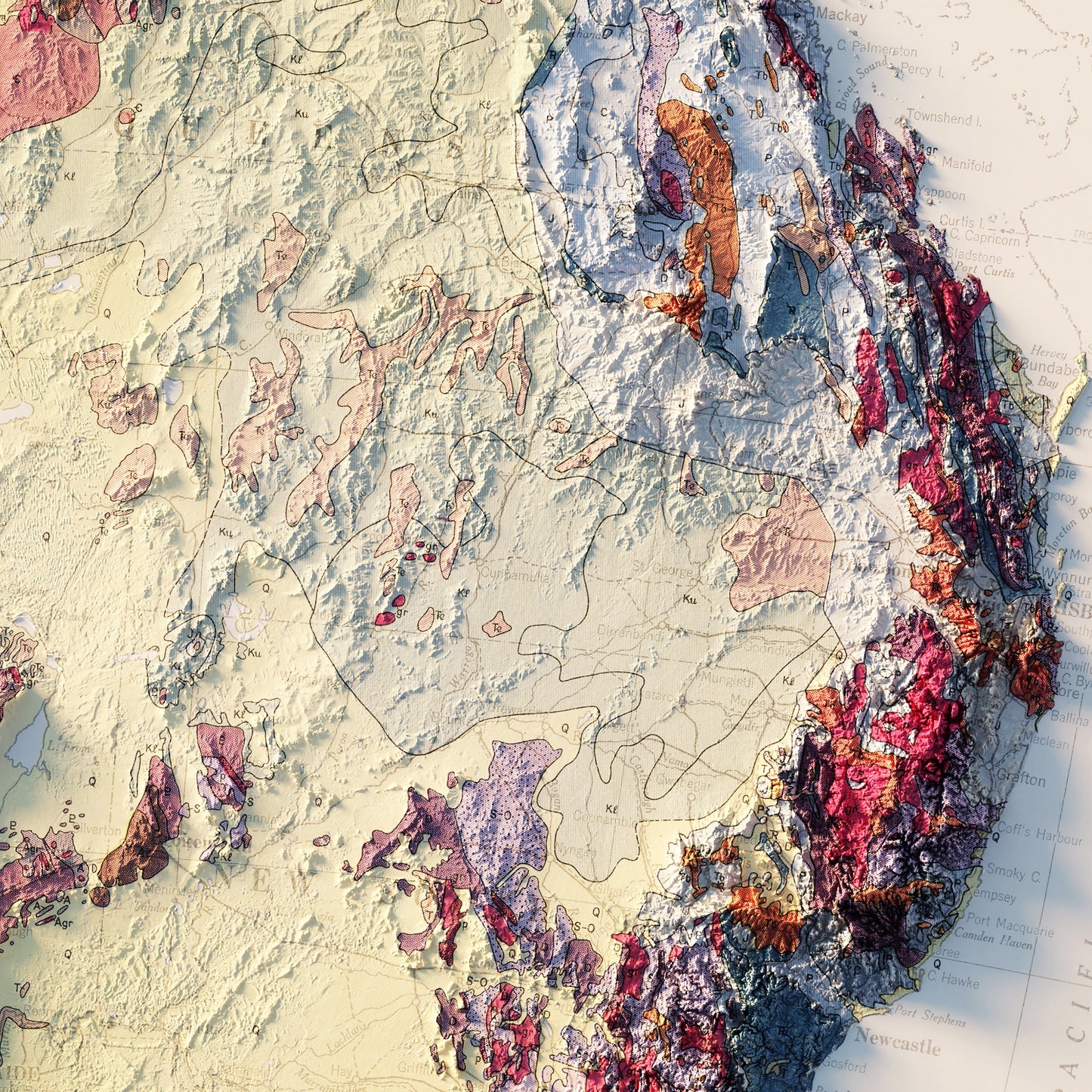 Australia 1952 Shaded Relief Map