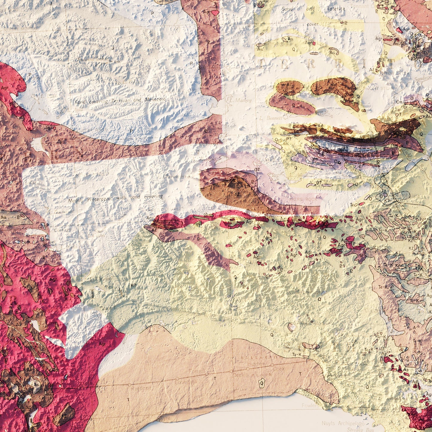 Australia 1952 Shaded Relief Map