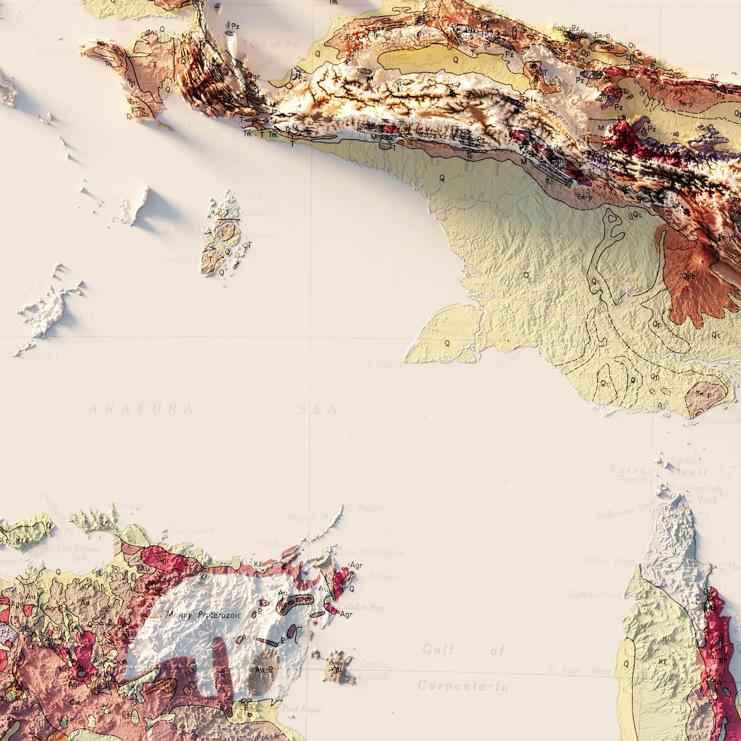 Australia 1952 Shaded Relief Map