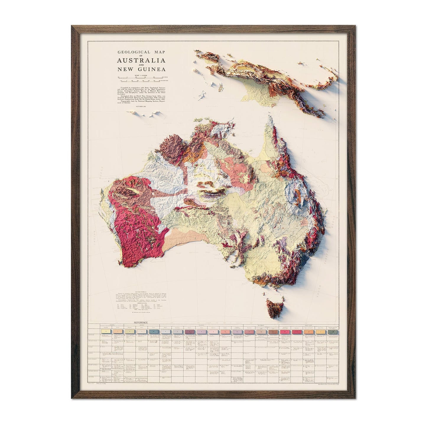 Australia and New Guinea Relief Map - 1952