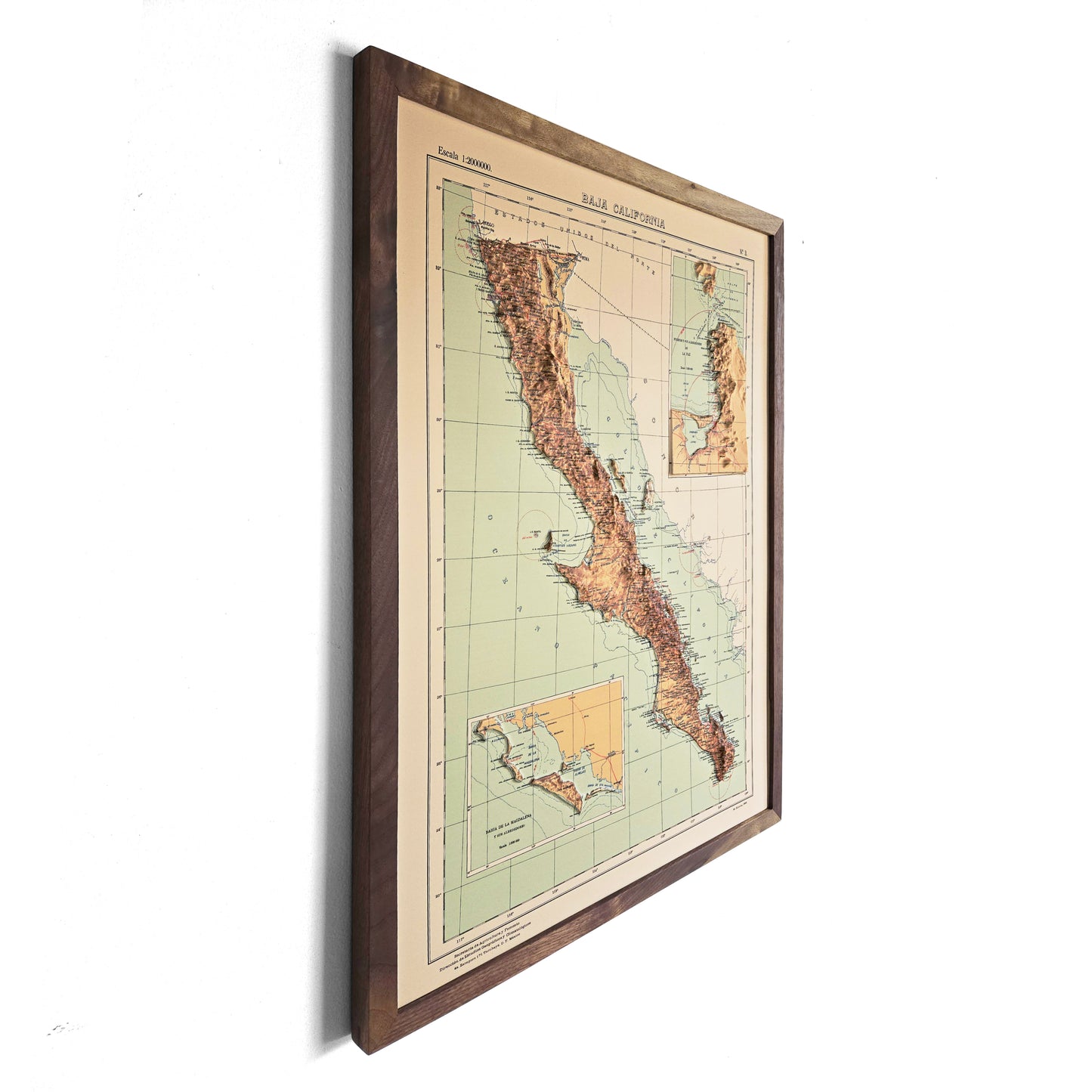 Baja California 1922 3D Raised Relief Map