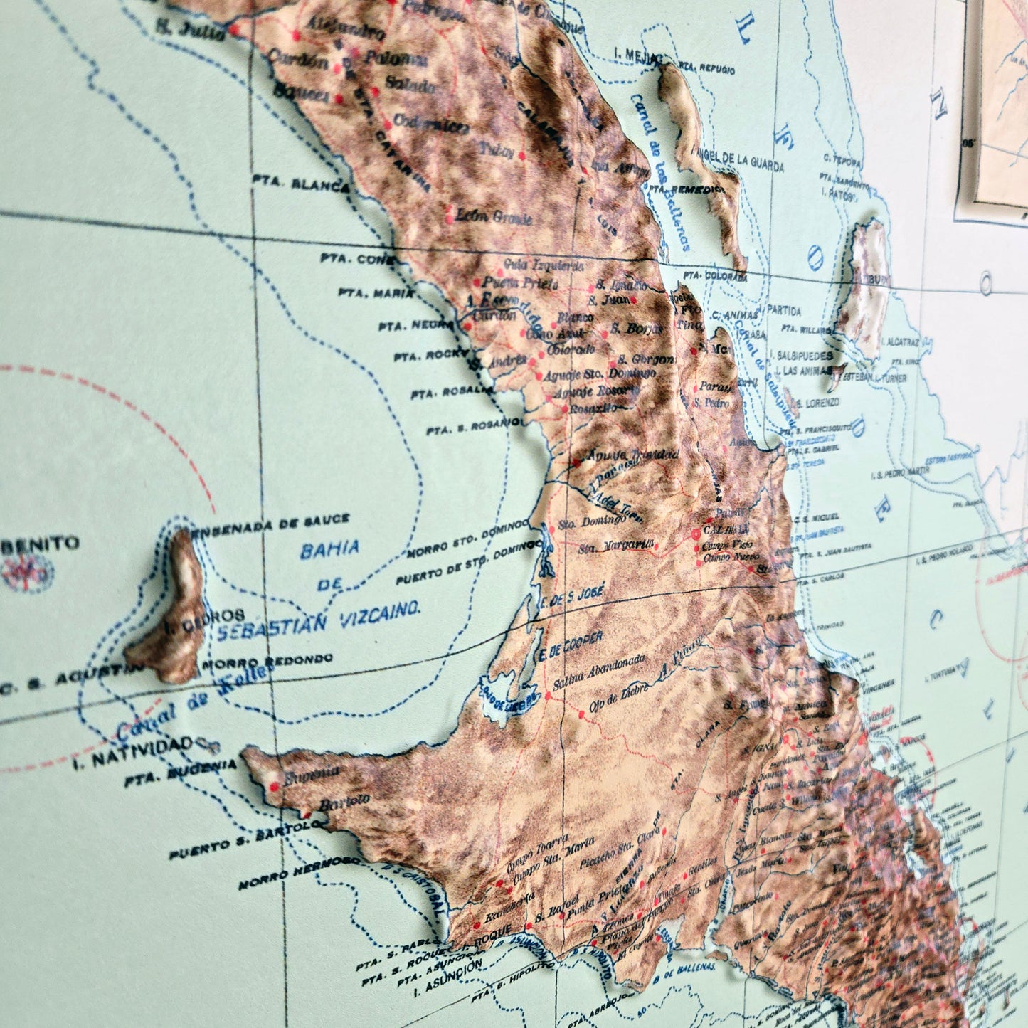 Baja California 1922 3D Raised Relief Map