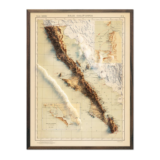 Vintage Baja Relief Map - 1922