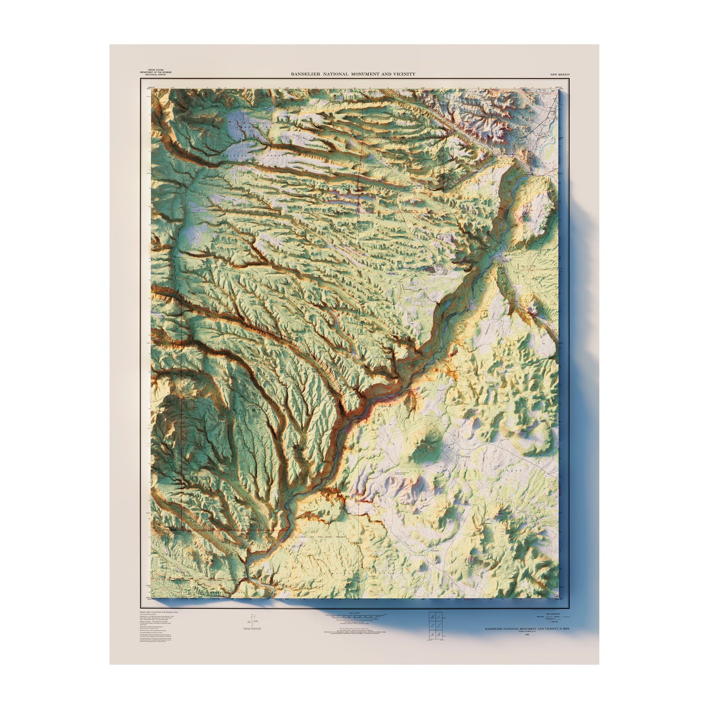 Vintage Bandelier Relief Map - 1953