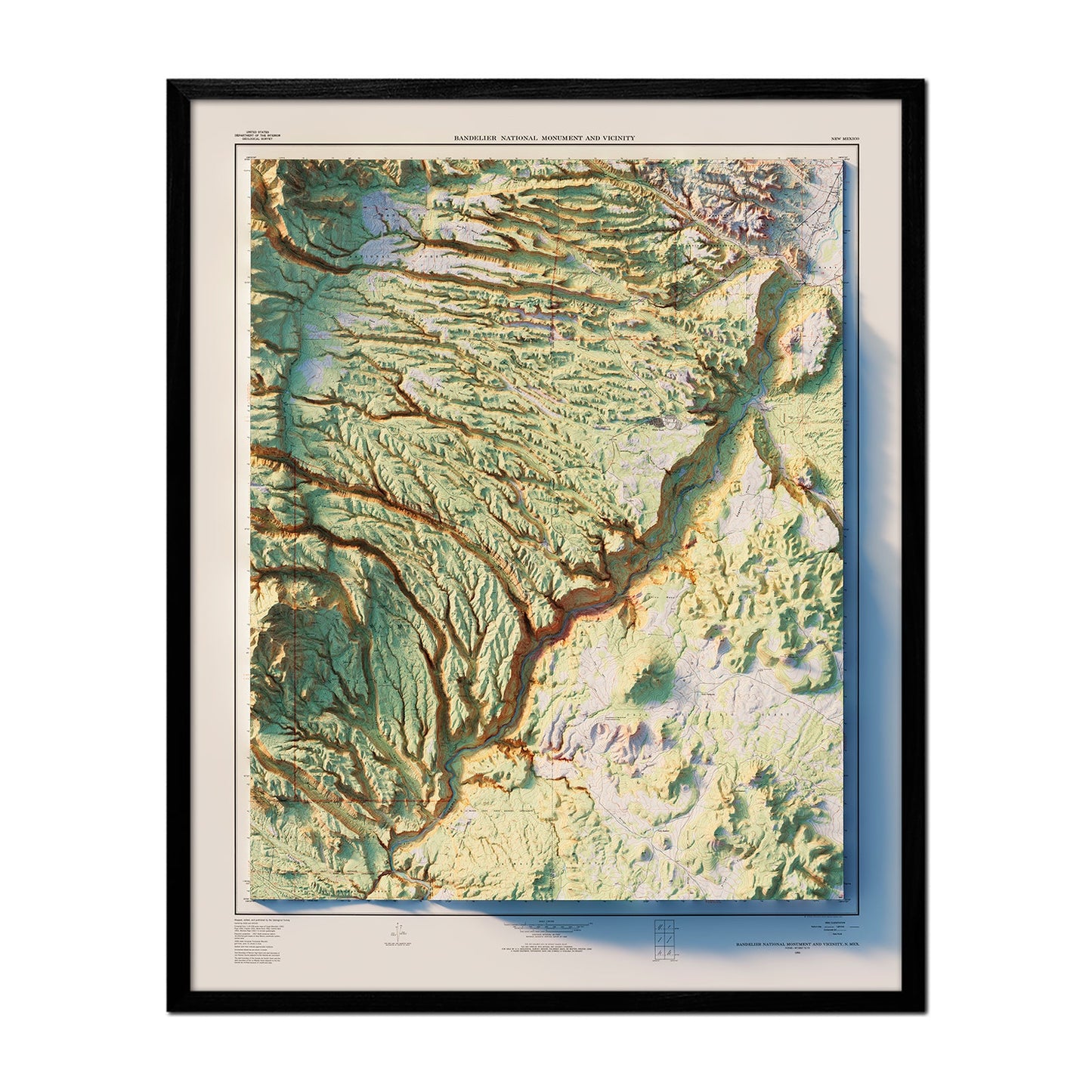 Vintage Bandelier Relief Map - 1953