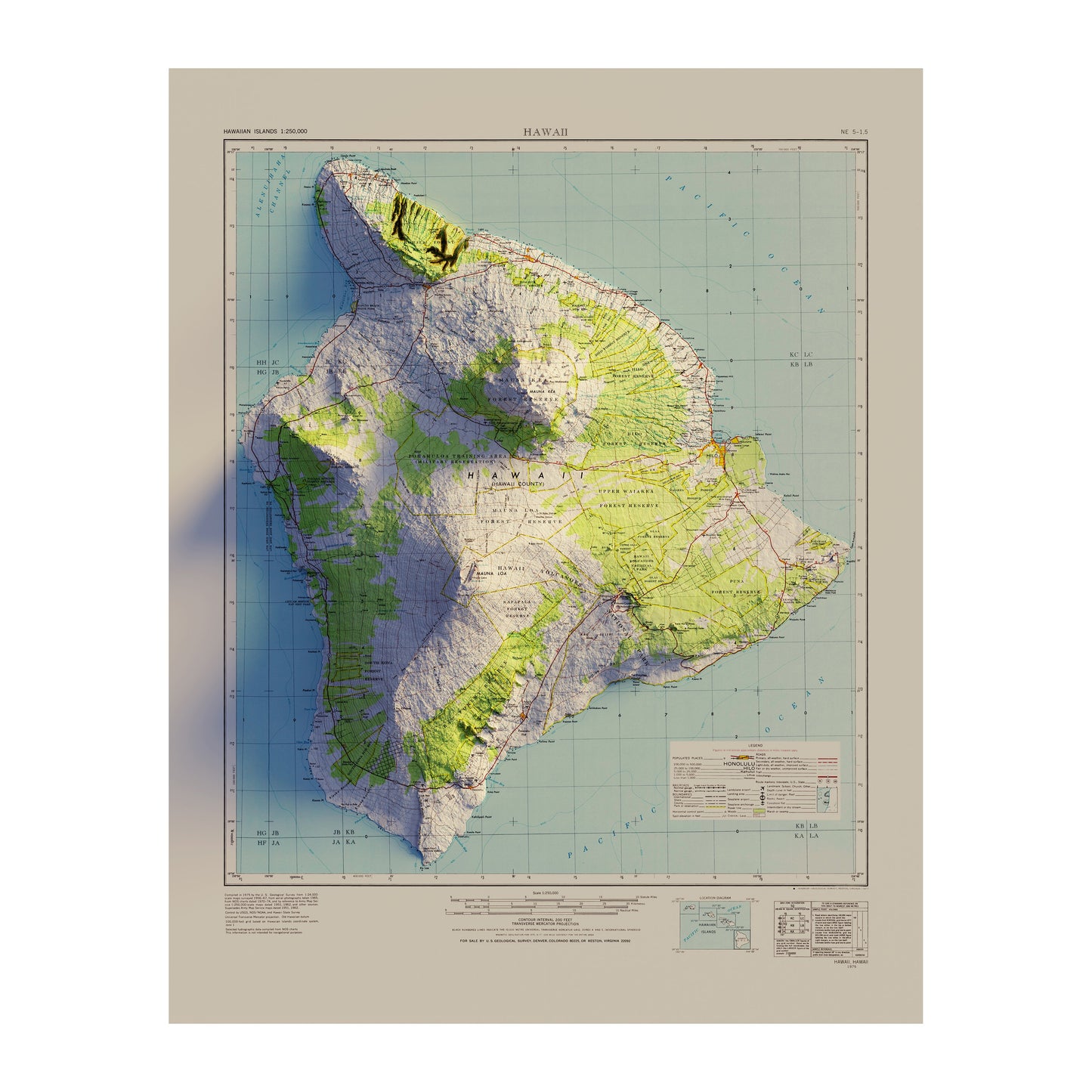 Big Island Relief Map - 1975