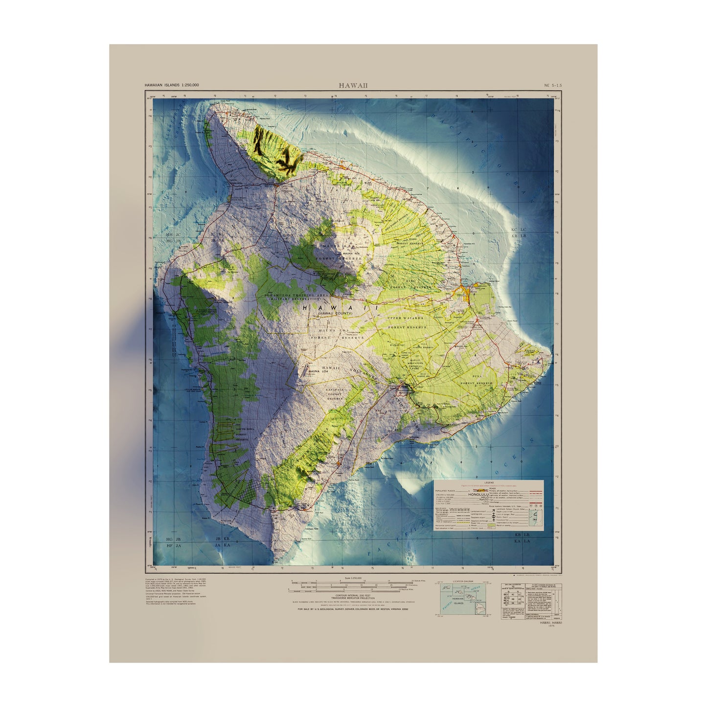 Big Island Relief Map - 1975