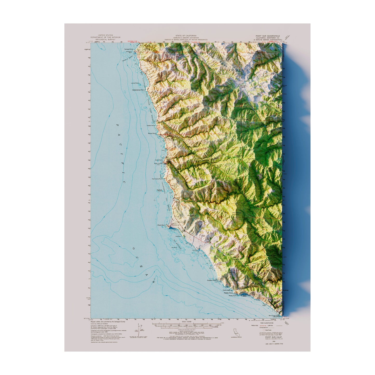Vintage 1956 Map of Big Sur