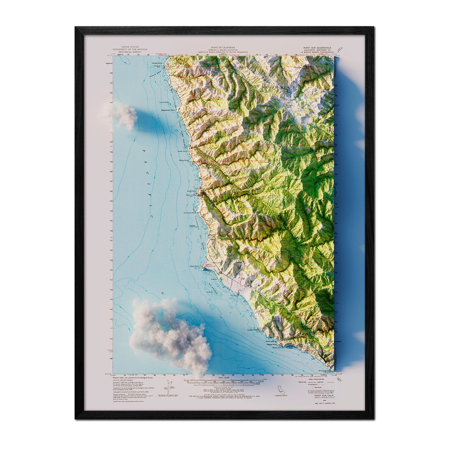 Vintage 1956 Map of Big Sur