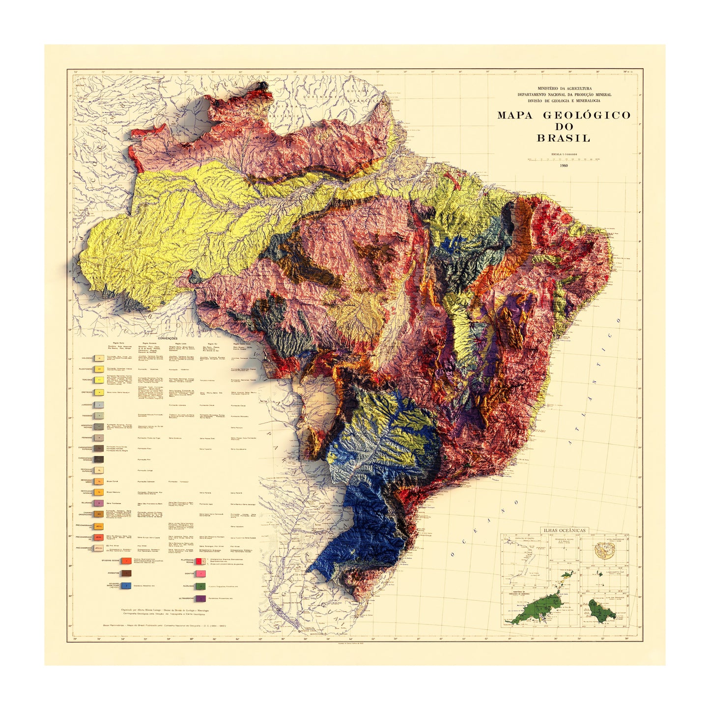 Brazil 1960 Relief Map