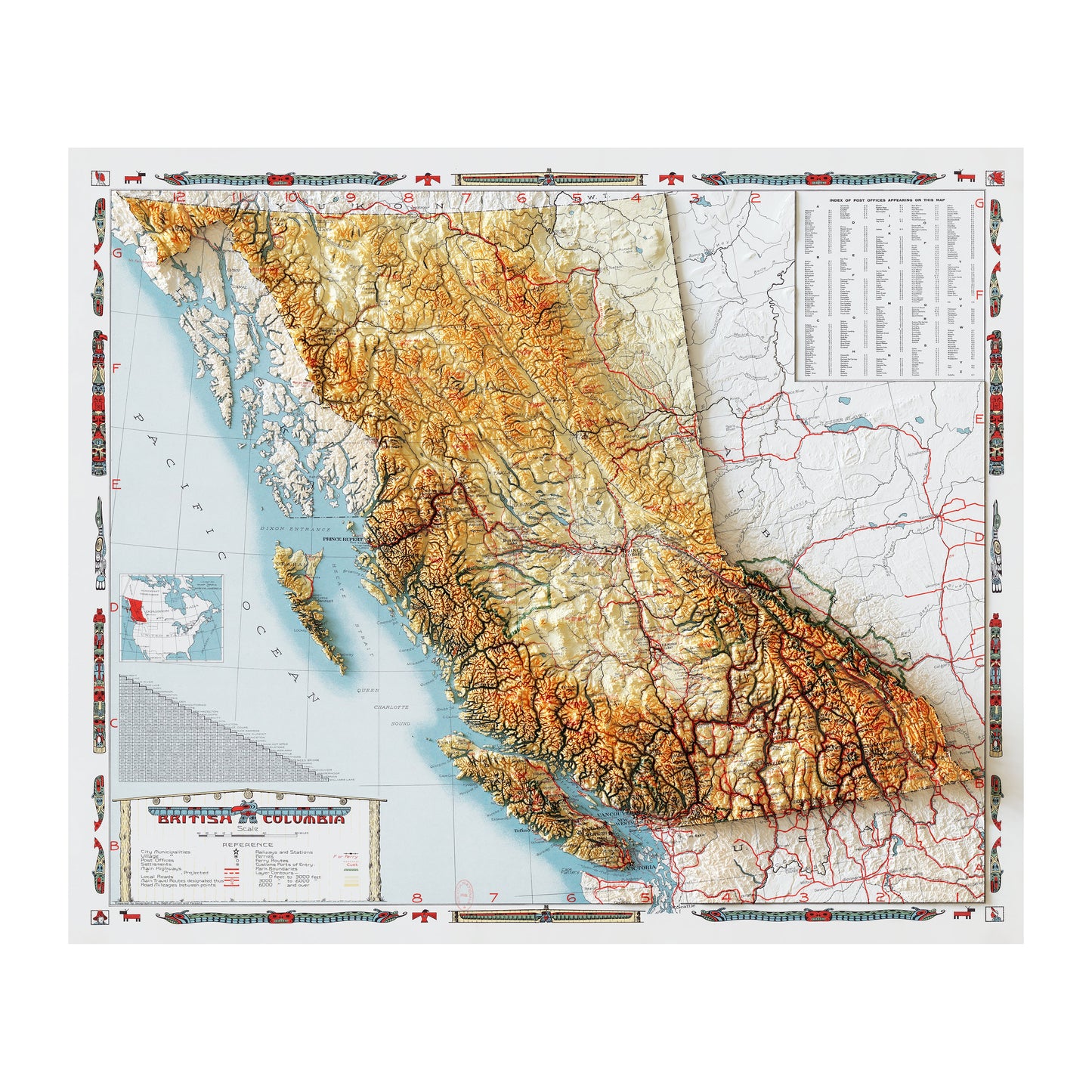 British Columbia Relief Map - 1948