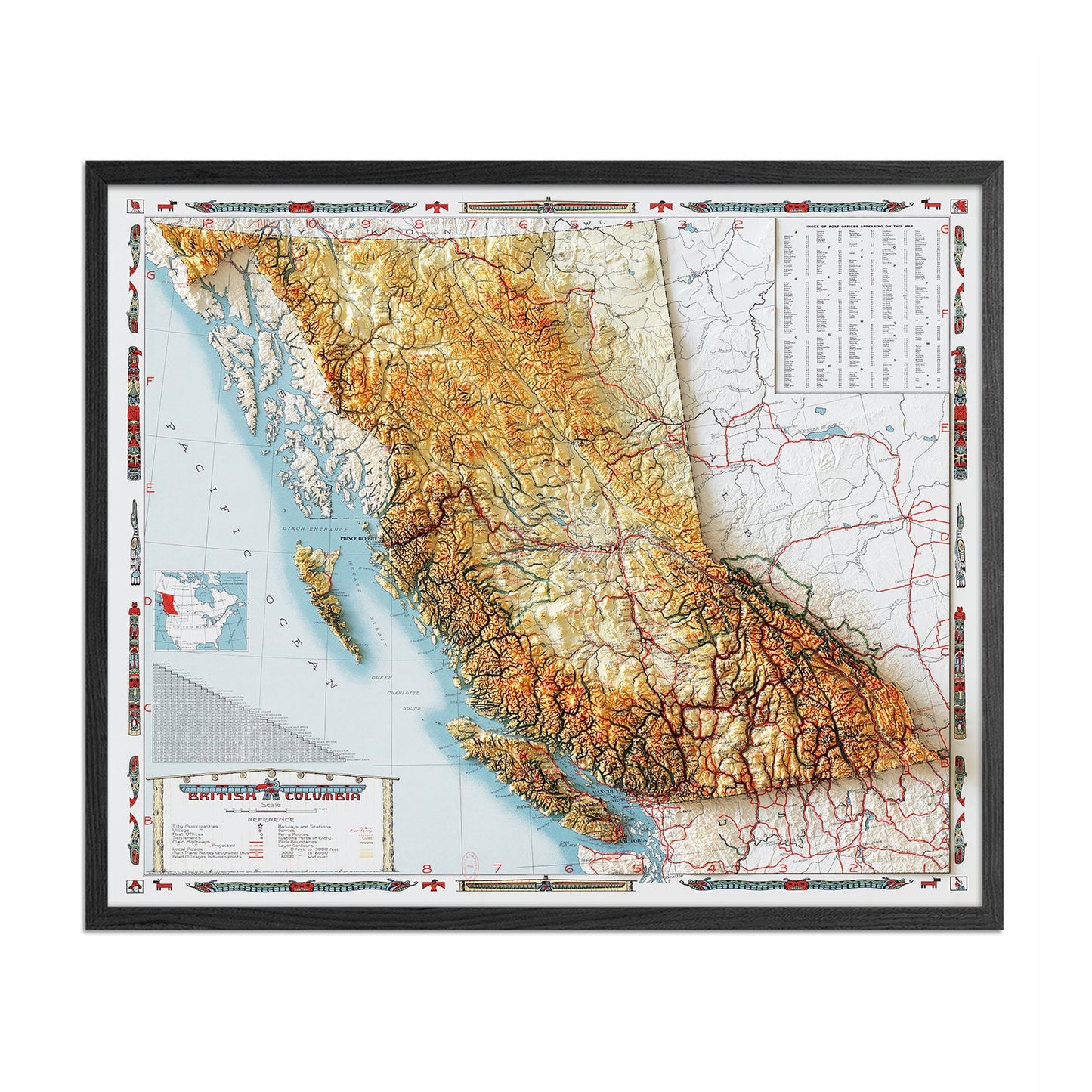 British Columbia Relief Map - 1948