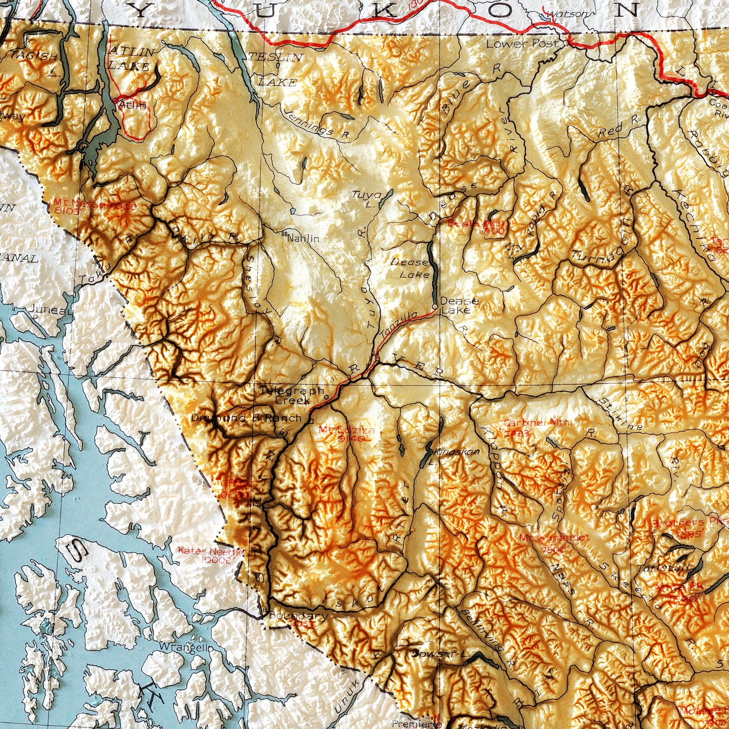 British Columbia 1948 Shaded Relief Map