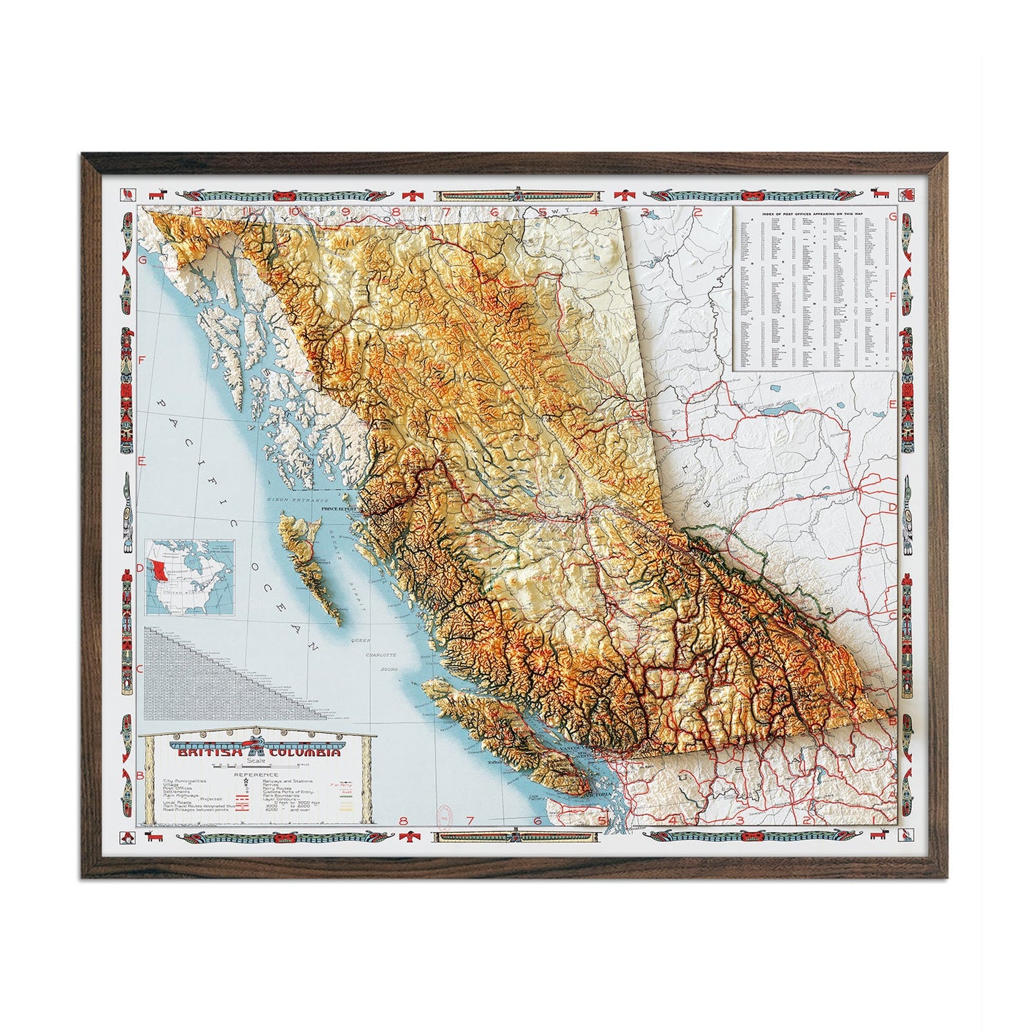 British Columbia Relief Map - 1948