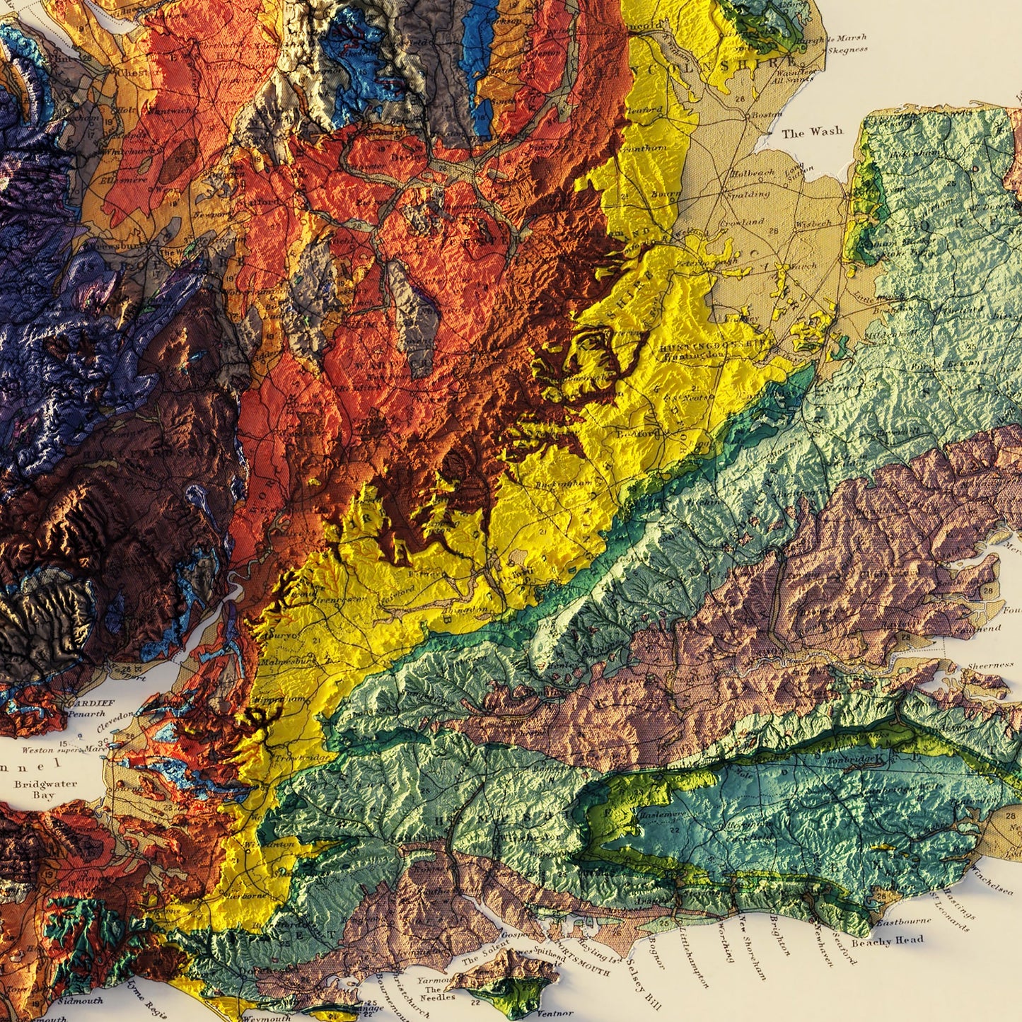 British Islands 1939 Shaded Relief Map