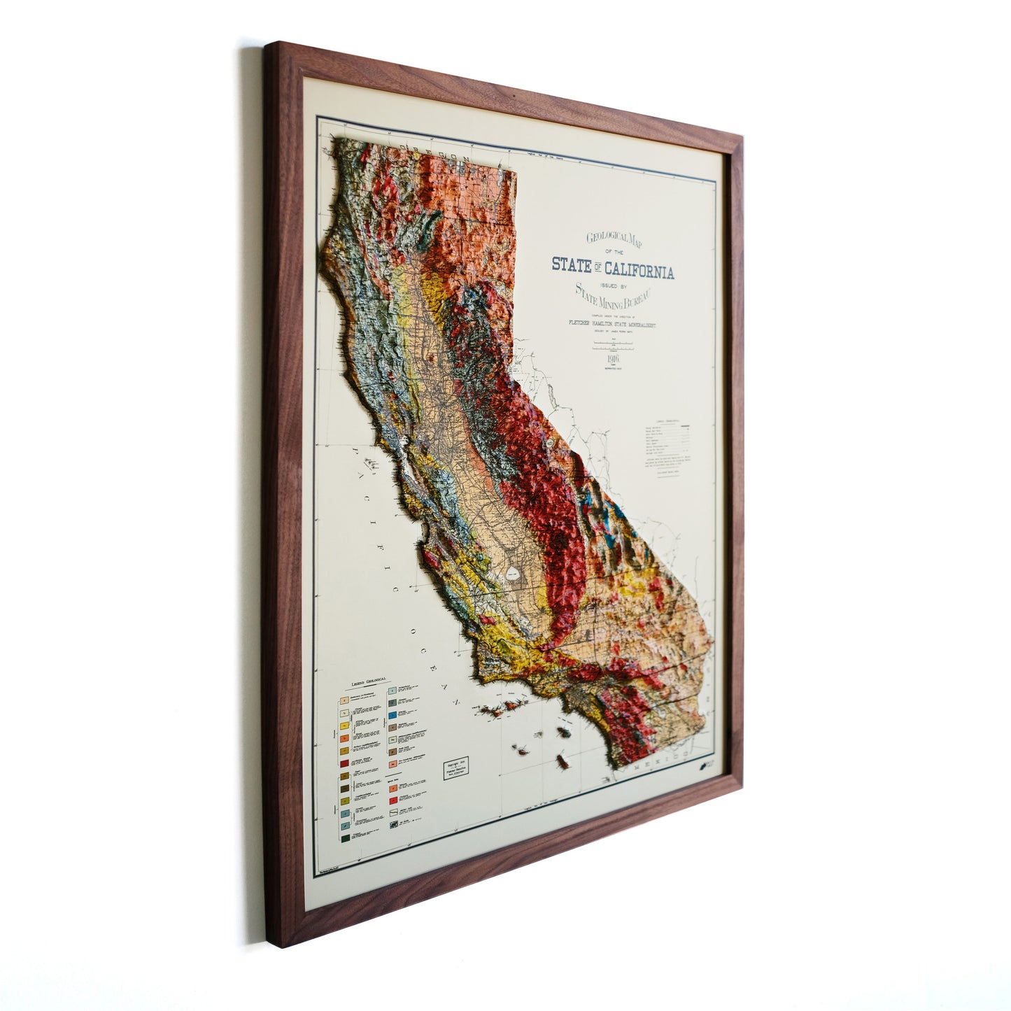 California 1916 3D Raised Relief Map