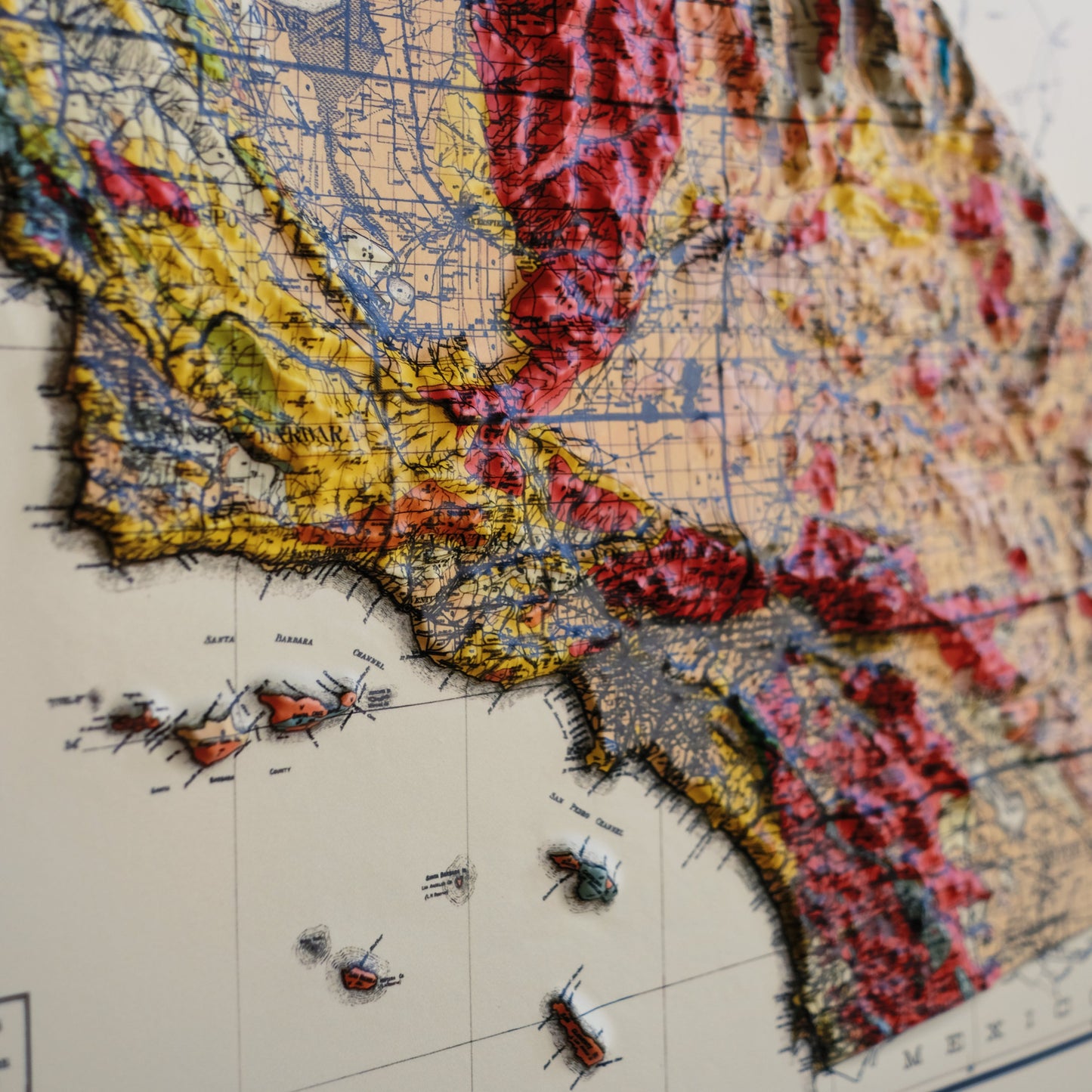 California 1916 3D Raised Relief Map