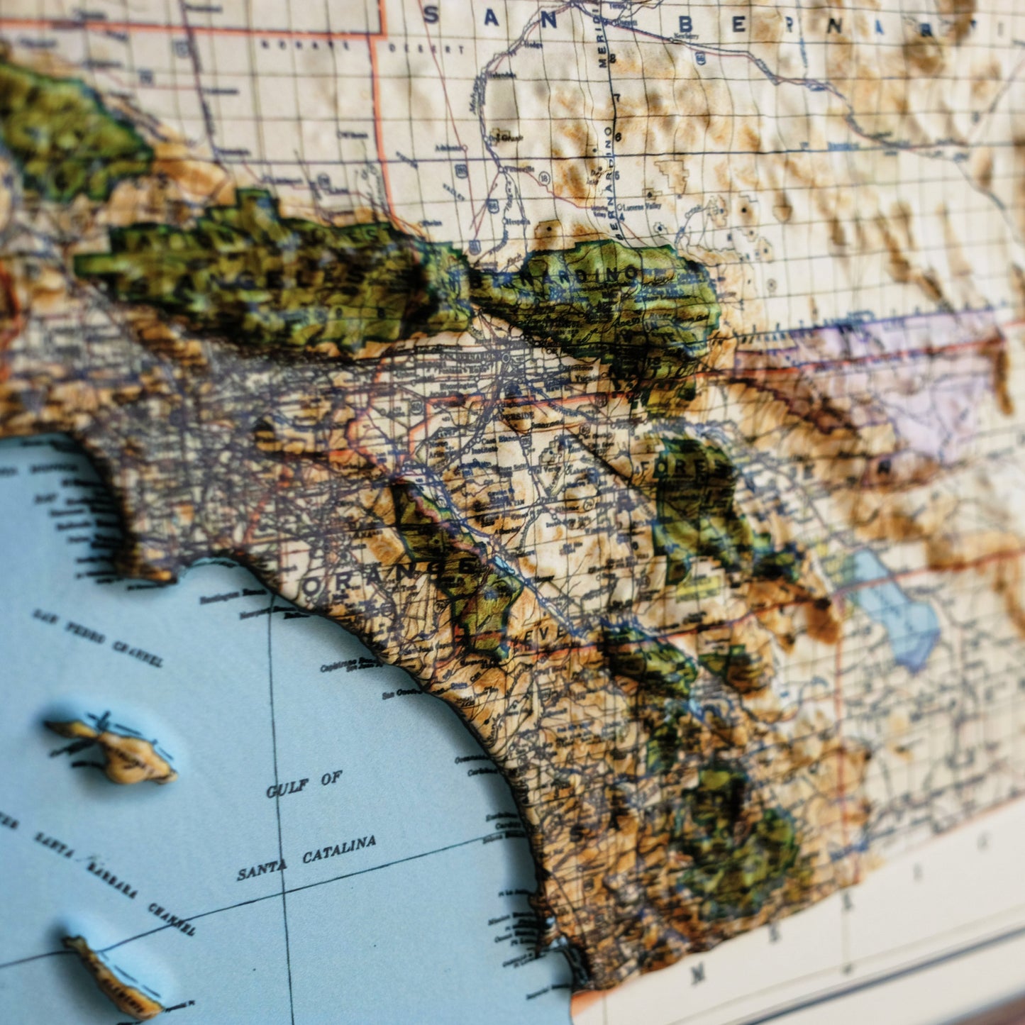 California 1944 3D Raised Relief Map