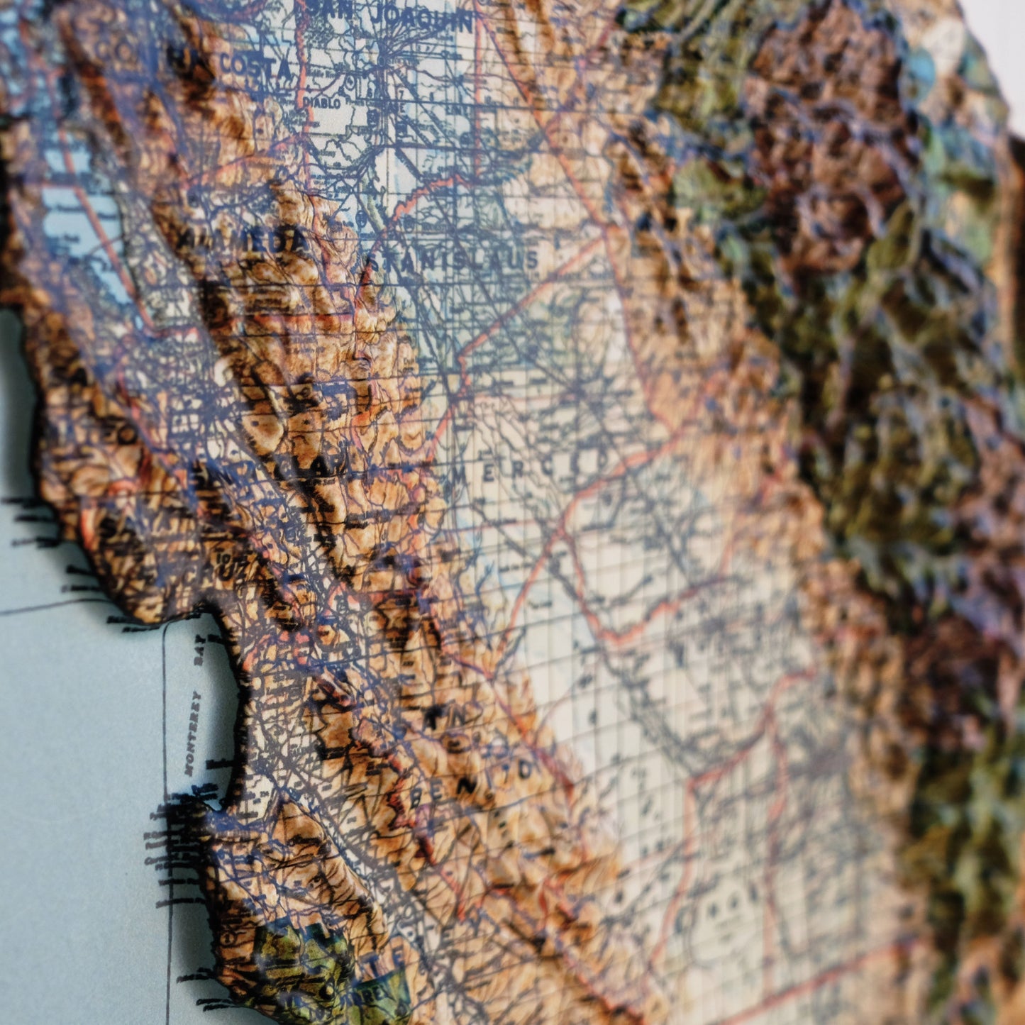 California 1944 3D Raised Relief Map