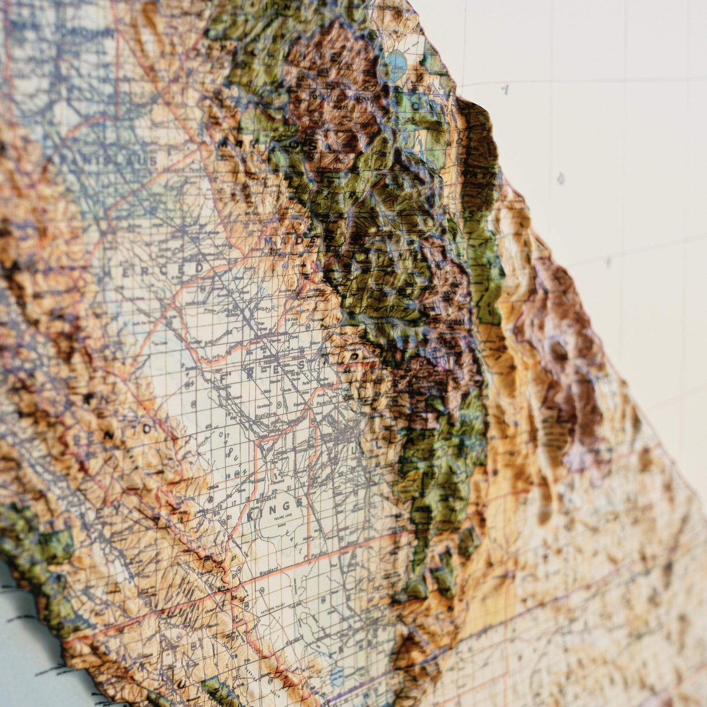 California 1944 3D Raised Relief Map